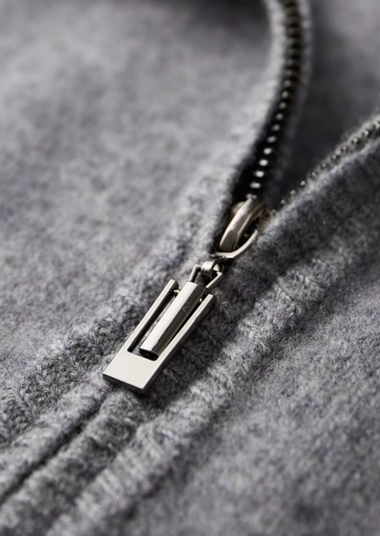 Merino-Strickjacke mit Reißverschluss und Zweifarbigkeit