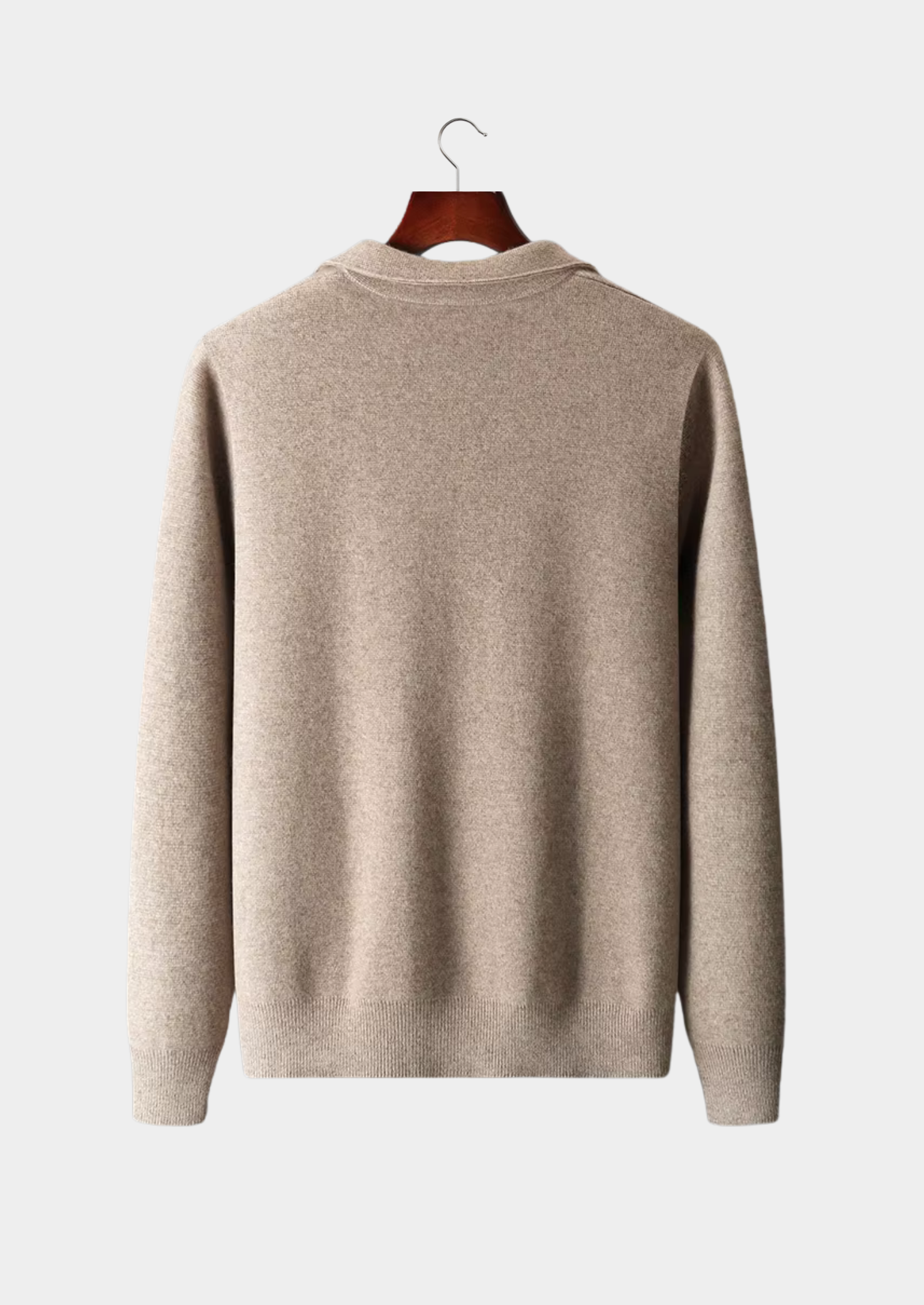 Extrafeine Merino-Wolle Reißverschluss-Polo-Strickjacke